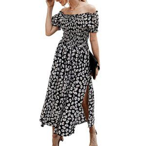 Floral Off Shoulder Strapless Dress (M)